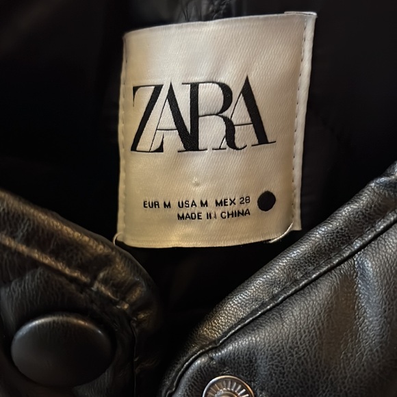 Perfect condition faux leather quilted Zara long jacket - Picture 4 of 5